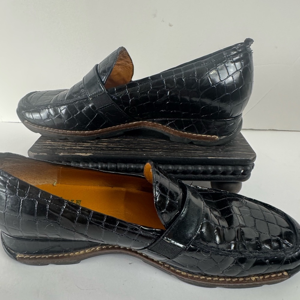 Helle Comfort Remu’s Black Croc Embossed Comfort Loafers Women’s 8.5 - Picture 4 of 9